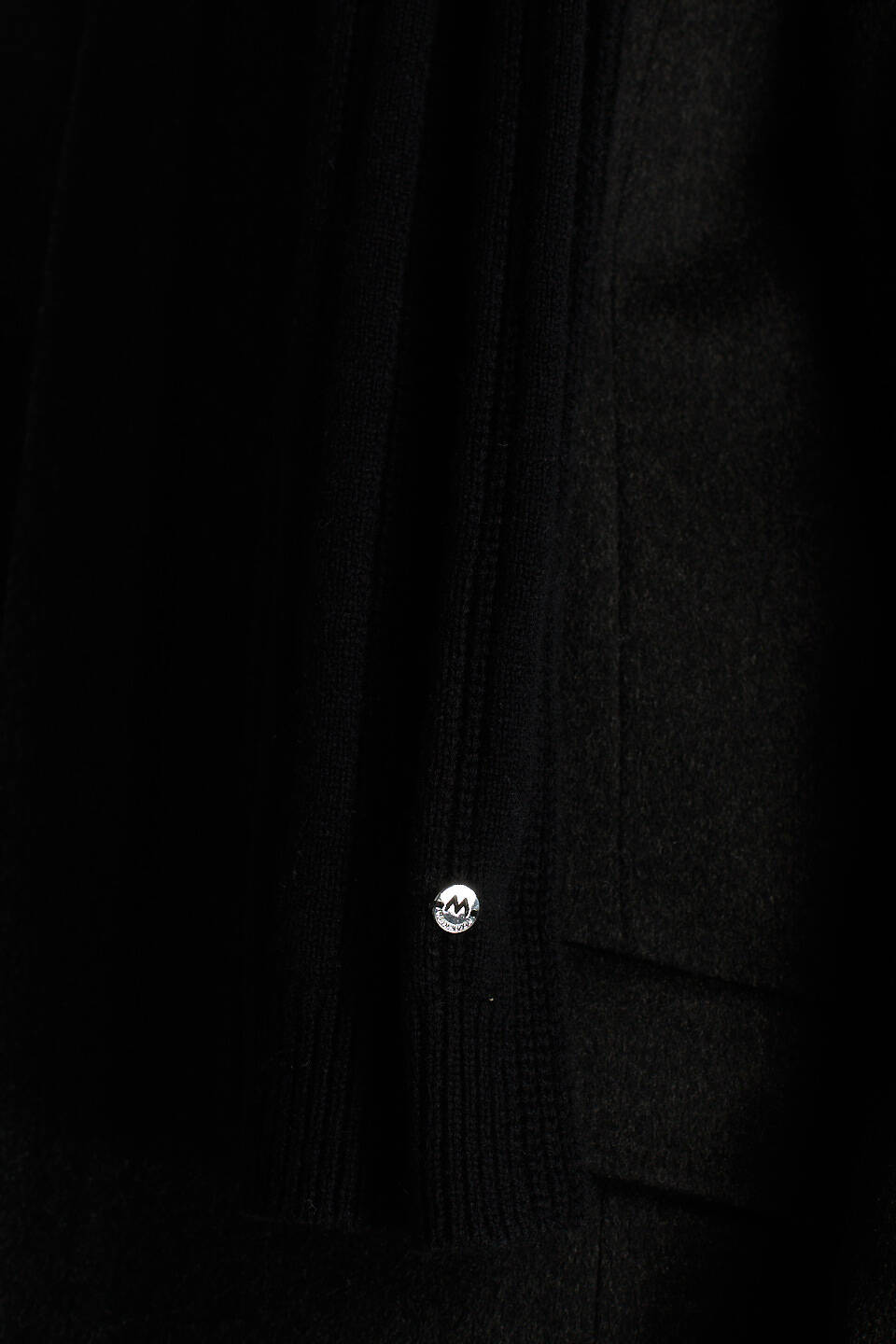 Saf Kaşmir Örgü Desenli Siyah Atkı