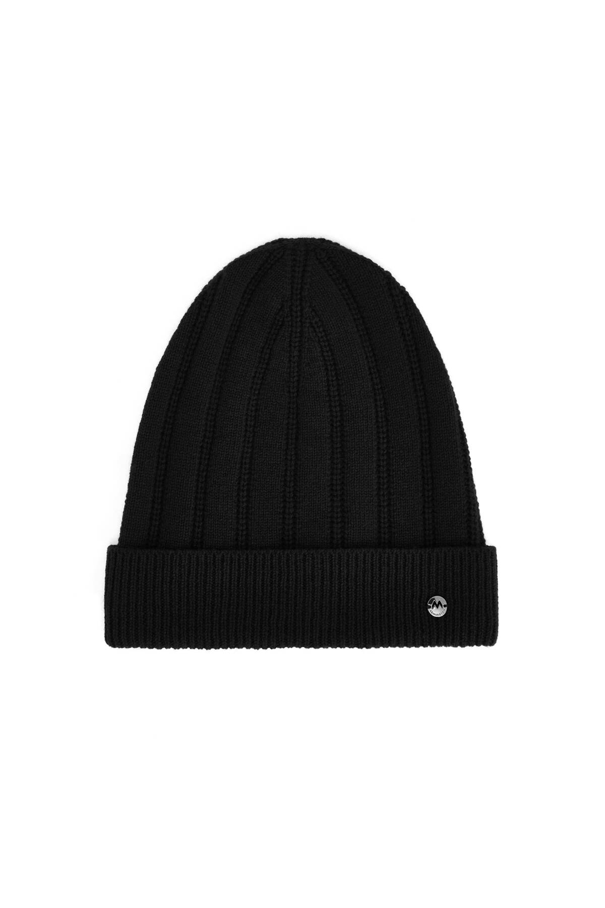 Saf Kaşmir Örgü Desenli Siyah Bere