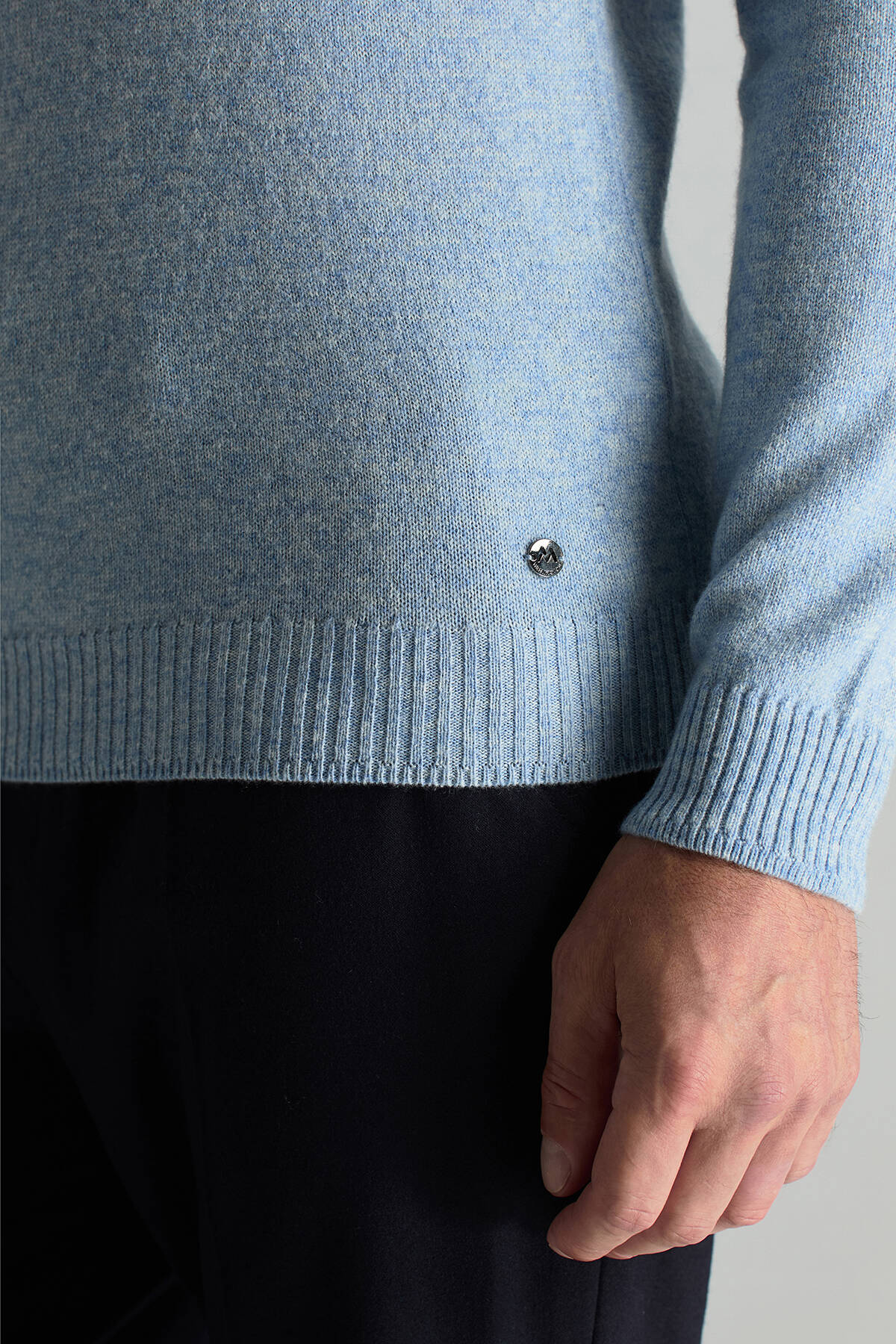 Polo Yaka Saf Kaşmir Gök Mavisi Kazak