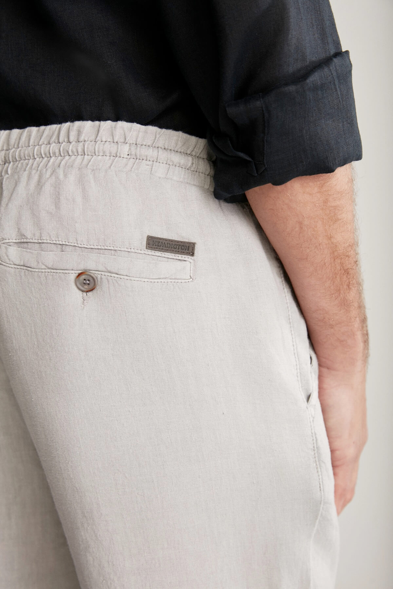 Hemington Saf Keten Bağcıklı Açık Gri Pantolon. 7 Hemington Saf Keten Bağcıklı Açık Gri Pantolon. 7