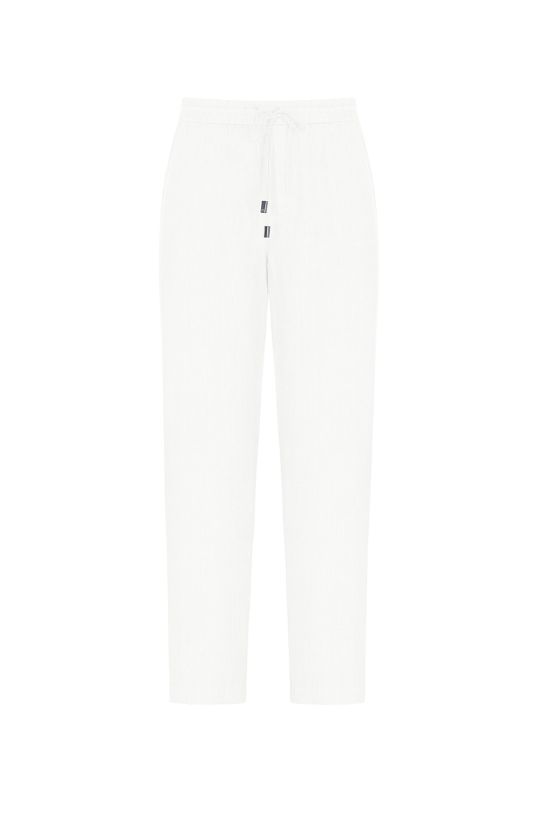 Hemington Saf Keten Bağcıklı Kırık Beyaz Pantolon. 8