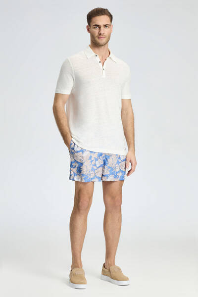 Saf Keten Beyaz Polo Yaka T-Shirt - Hemington (1)