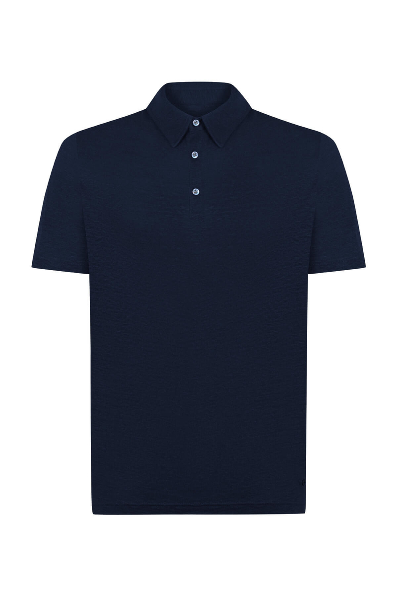 Hemington Saf Keten Lacivert Polo Yaka T-Shirt. 8