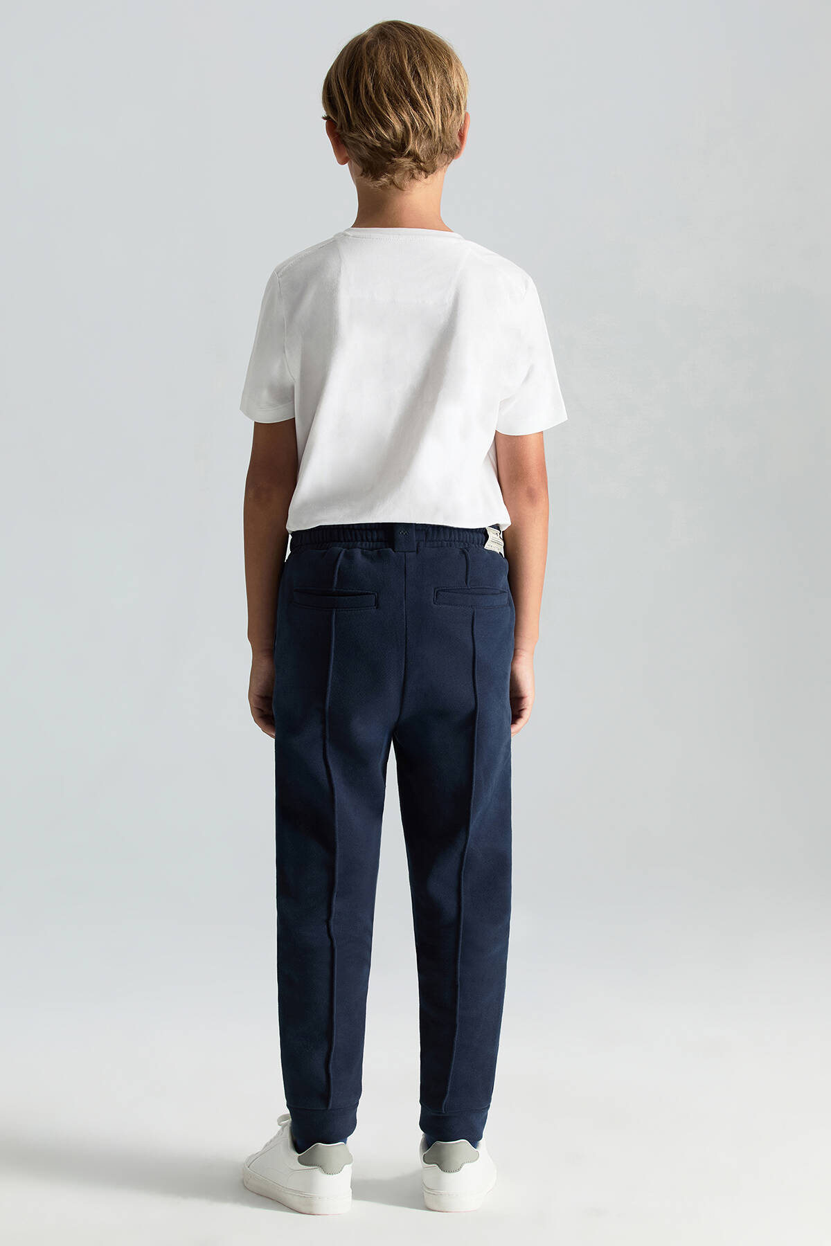 Saf Pamuk Beli Lastikli Lacivert Jogger Çocuk Pantolon