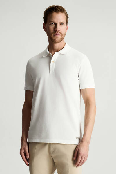 Saf Pamuk Beyaz Polo Yaka T-Shirt