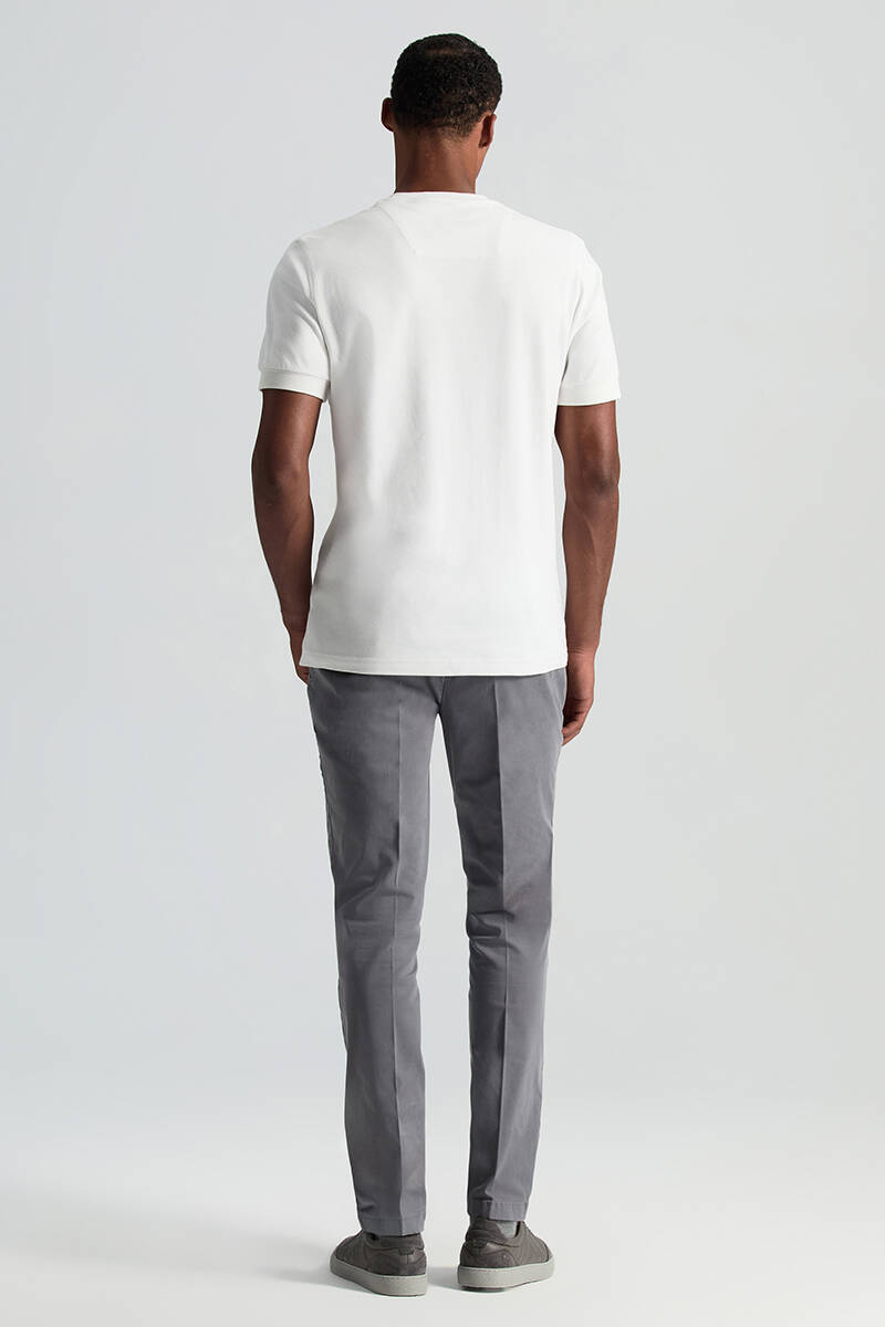 Saf Pamuk Bisiklet Yaka Beyaz Basic T-Shirt