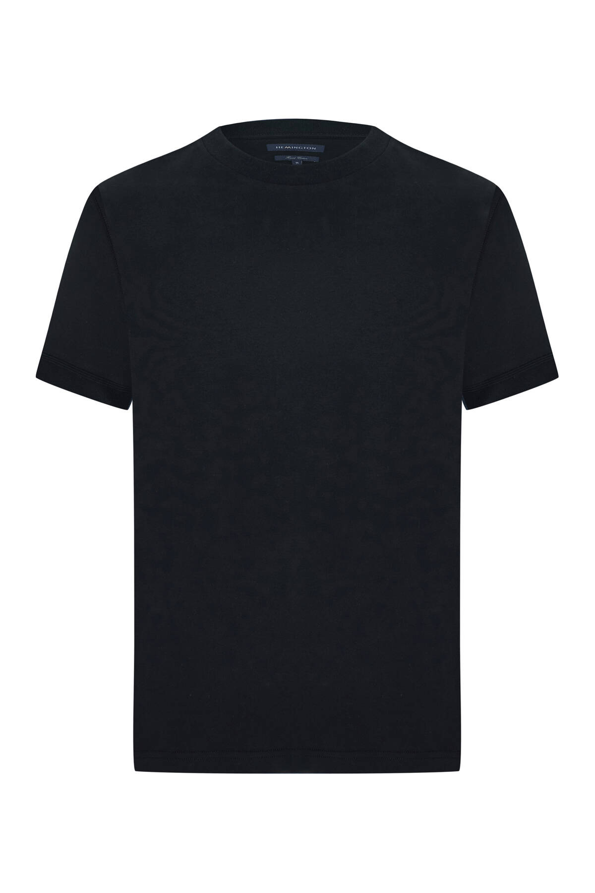 Saf Pamuk Bisiklet Yaka Siyah Basic T-Shirt