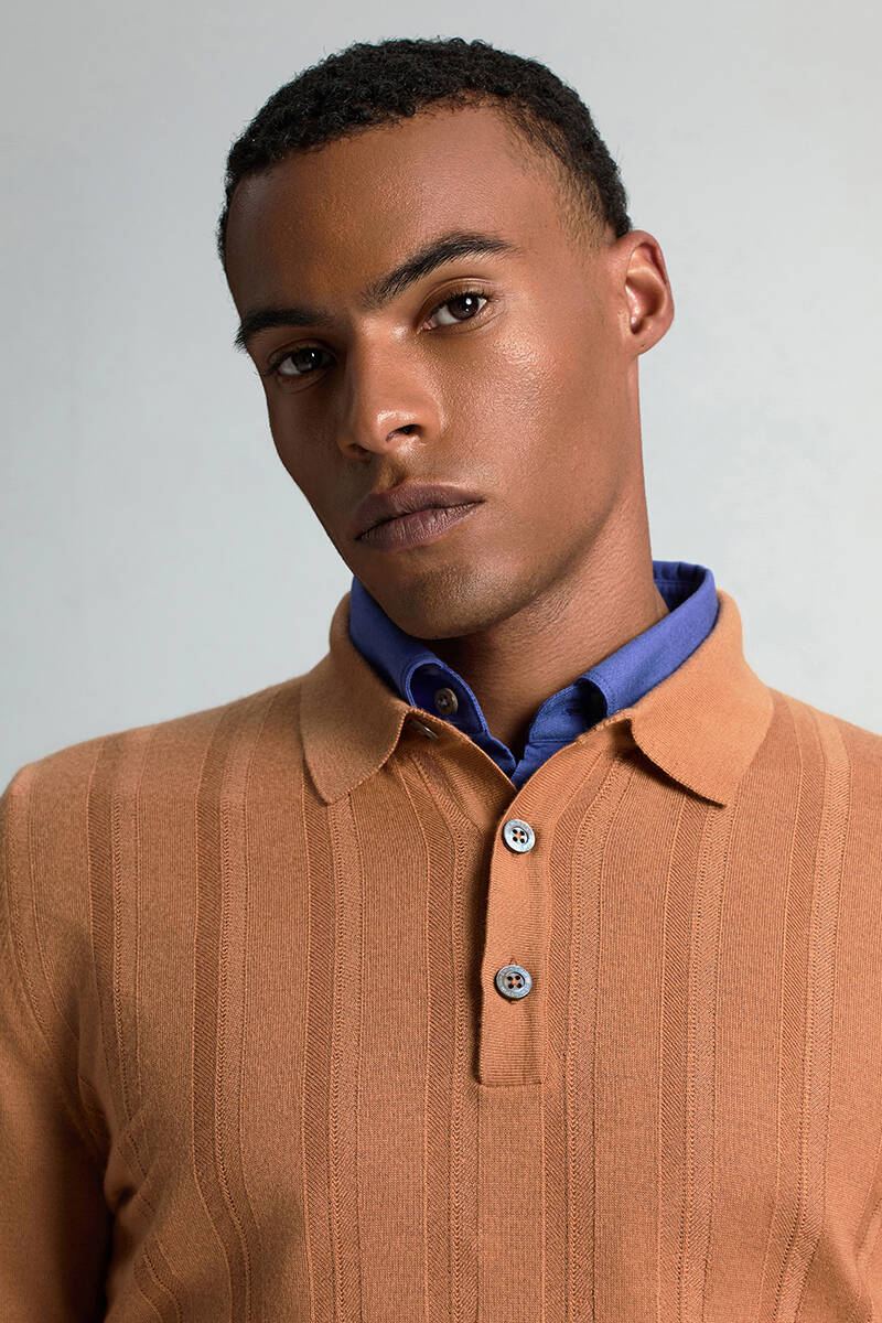 Saf Pamuk Düğmeli Koyu Mavi Oxford Gömlek