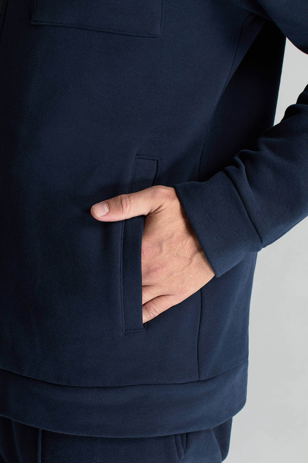 Saf Pamuk Metal Düğmeli Lacivert Spor Ceket