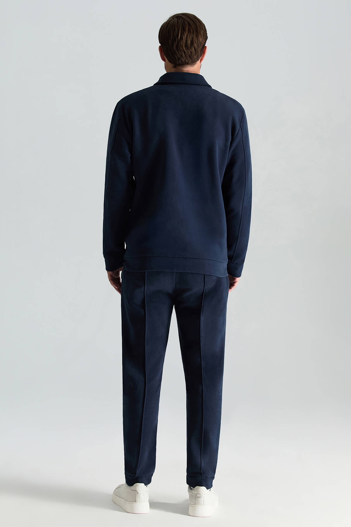 Saf Pamuk Metal Düğmeli Lacivert Spor Ceket