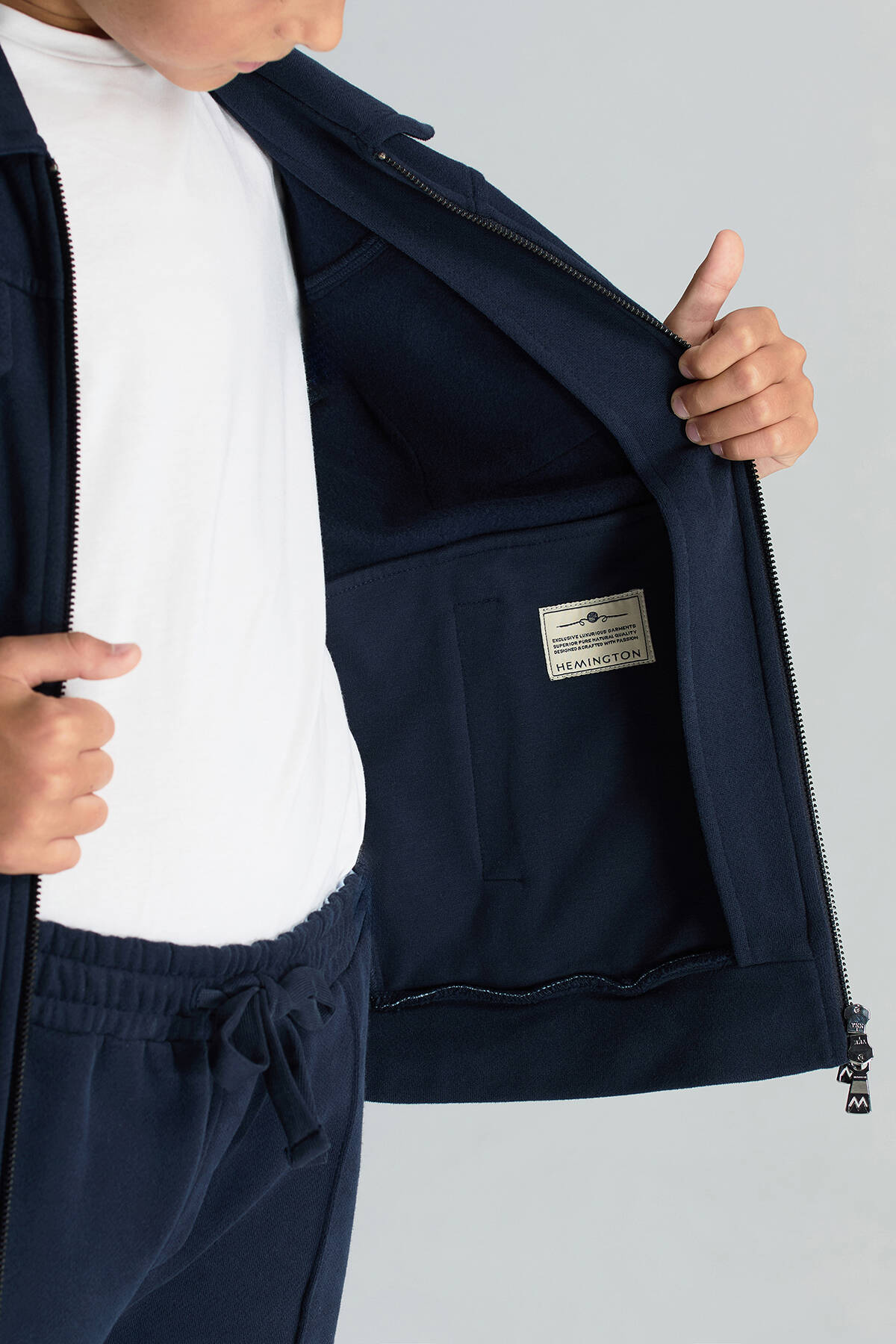 Saf Pamuk Metal Düğmeli Lacivert Spor Çocuk Ceket