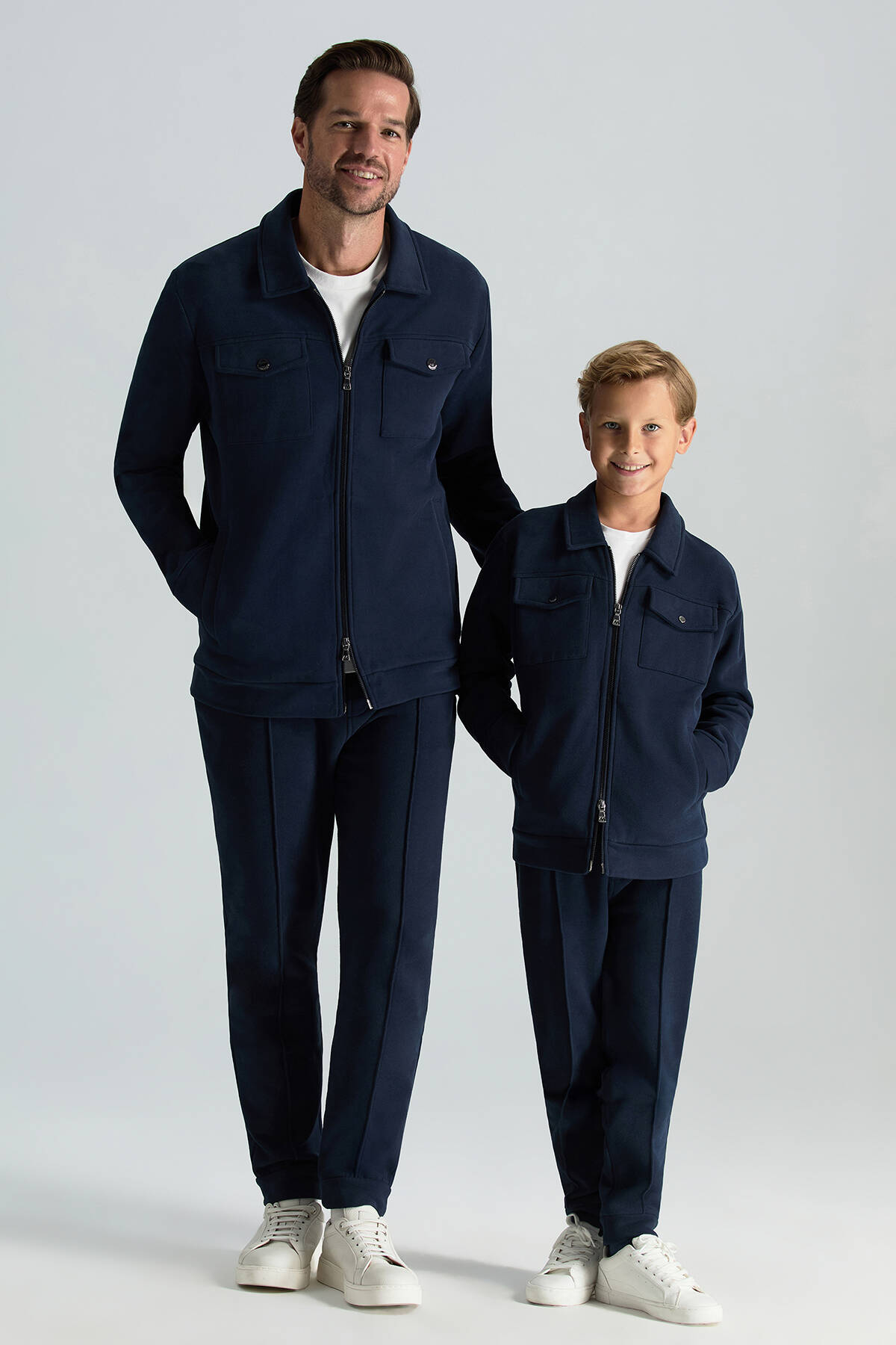 Saf Pamuk Metal Düğmeli Lacivert Spor Çocuk Ceket