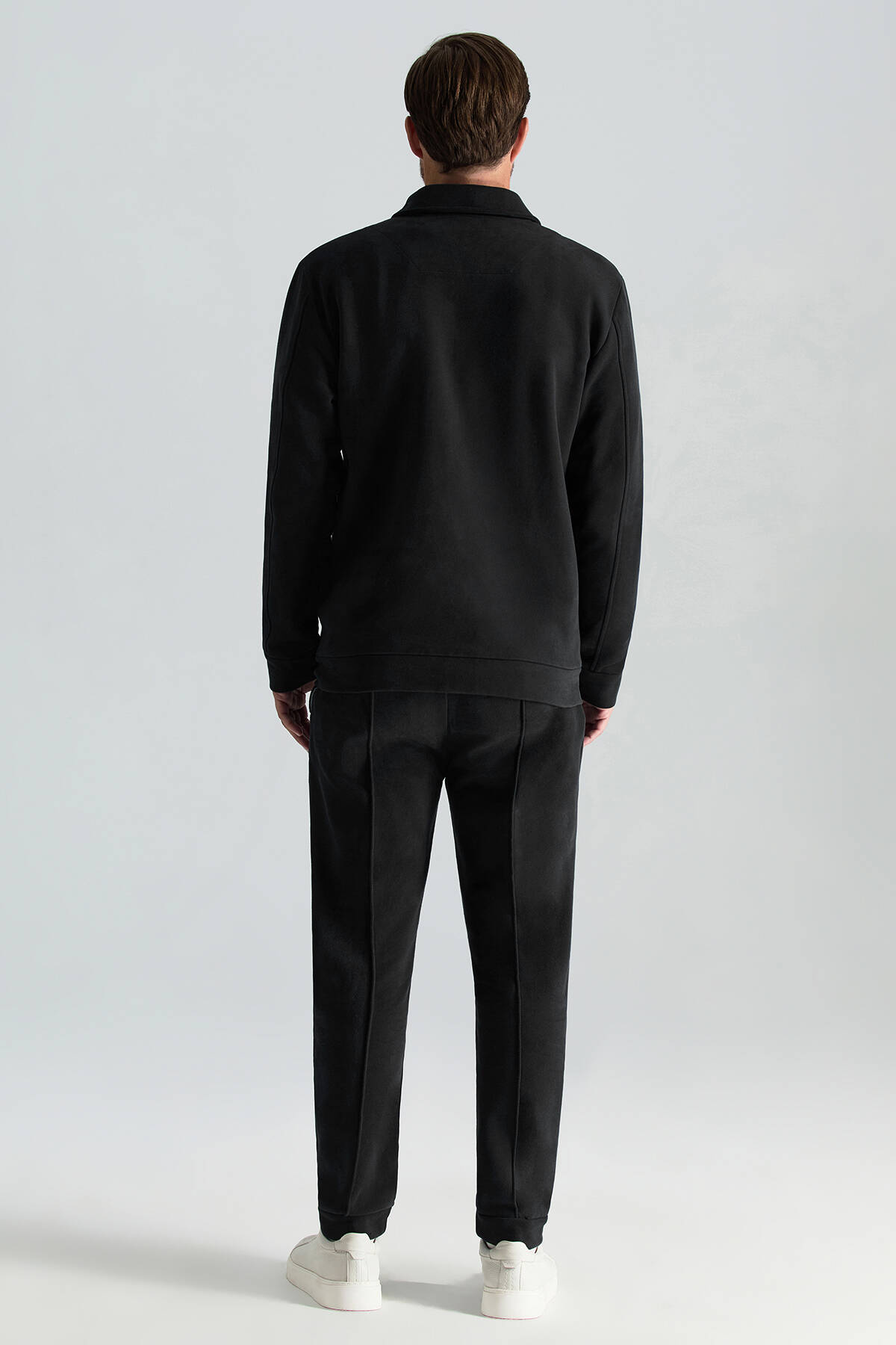 Saf Pamuk Metal Düğmeli Siyah Spor Ceket