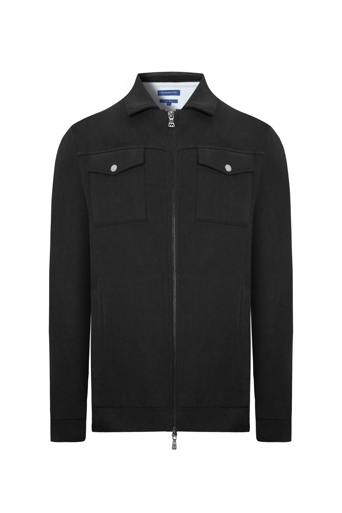 Saf Pamuk Metal Düğmeli Siyah Spor Ceket