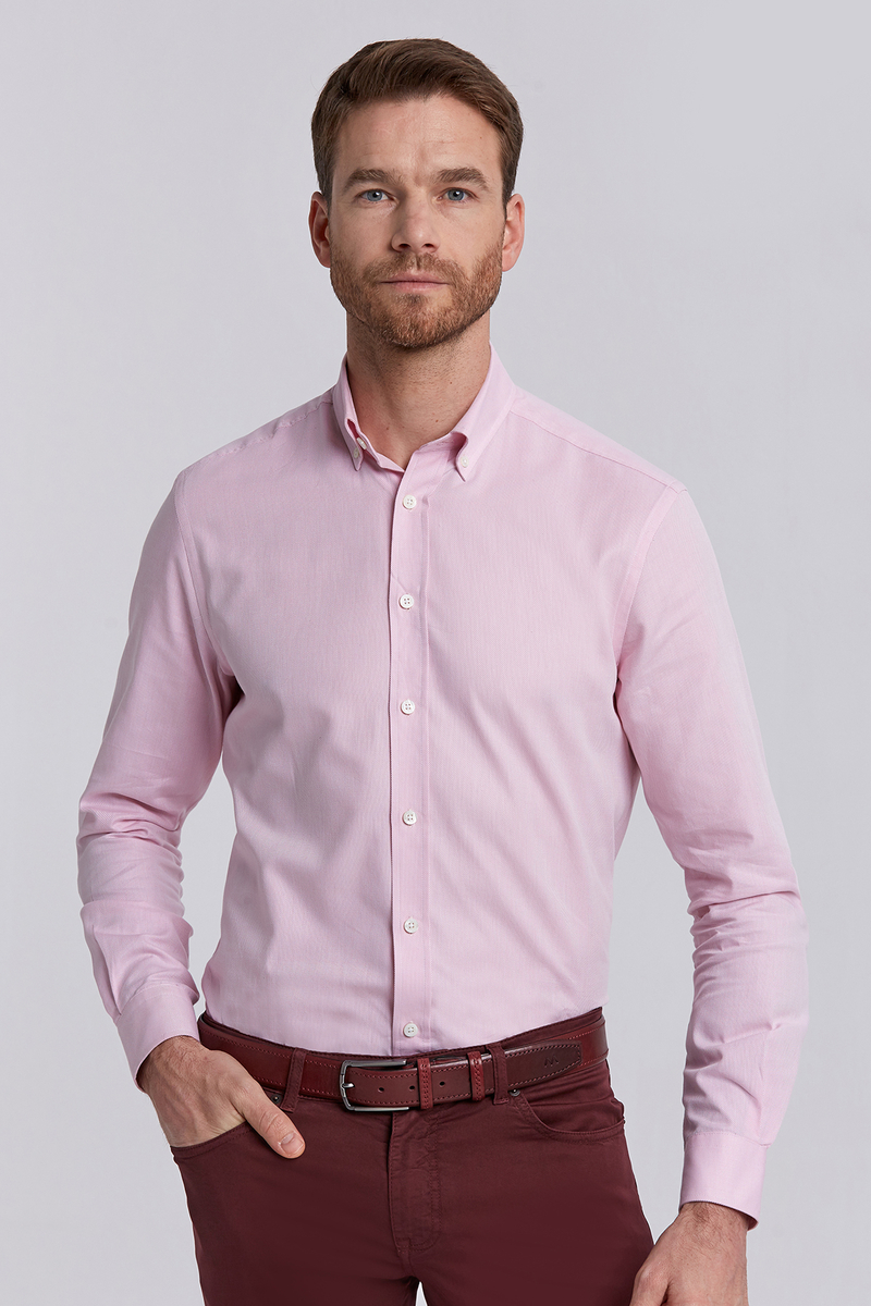 Hemington Saf Pamuk Pembe İnce Oxford Gömlek. 1 Hemington Saf Pamuk Pembe İnce Oxford Gömlek. 1