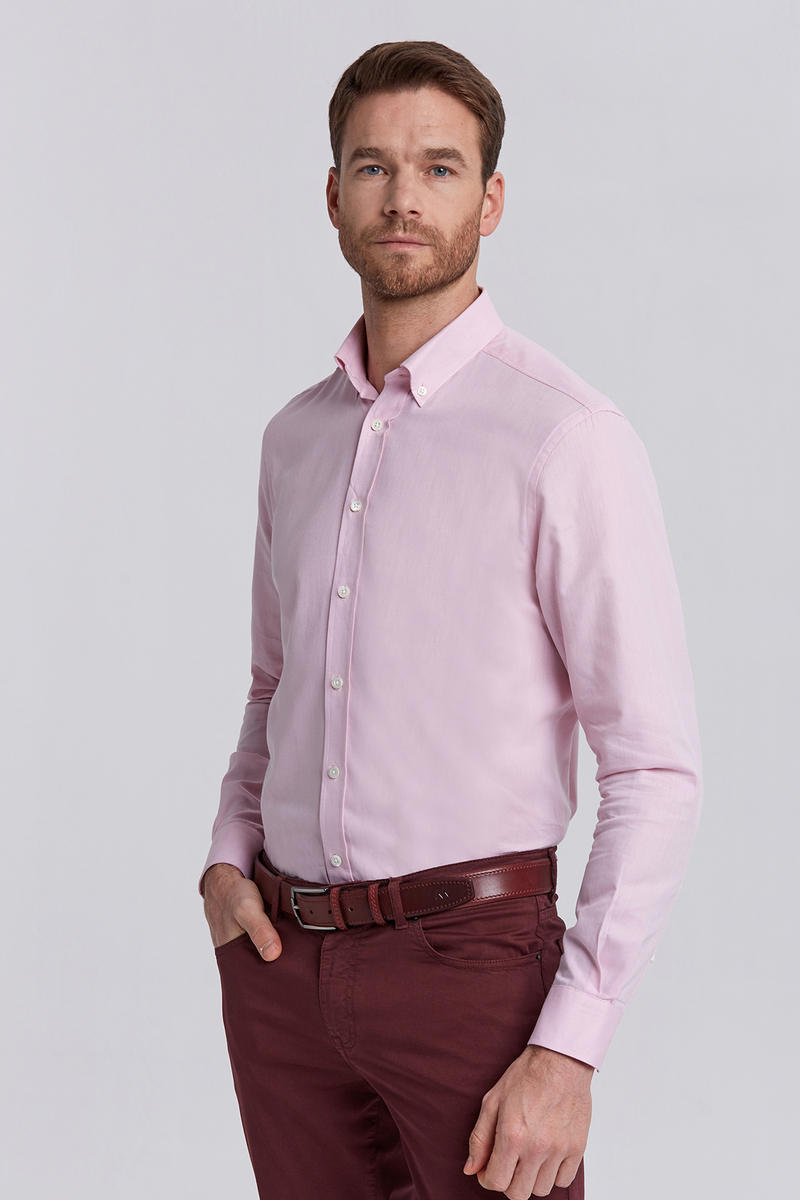 Hemington Saf Pamuk Pembe İnce Oxford Gömlek. 4 Hemington Saf Pamuk Pembe İnce Oxford Gömlek. 4