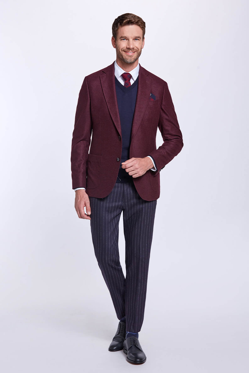 Hemington Saf Yün Bordo Blazer Ceket. 2