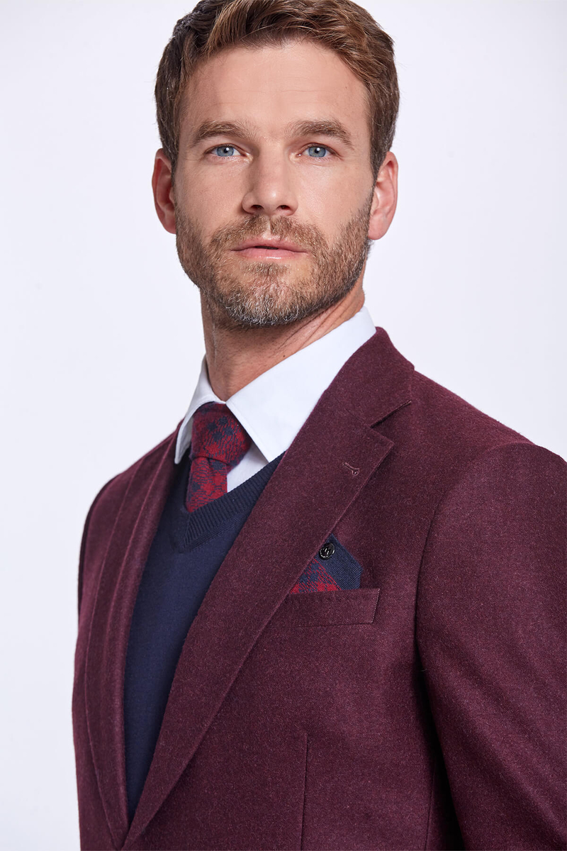 Hemington Saf Yün Bordo Blazer Ceket. 3 Hemington Saf Yün Bordo Blazer Ceket. 3
