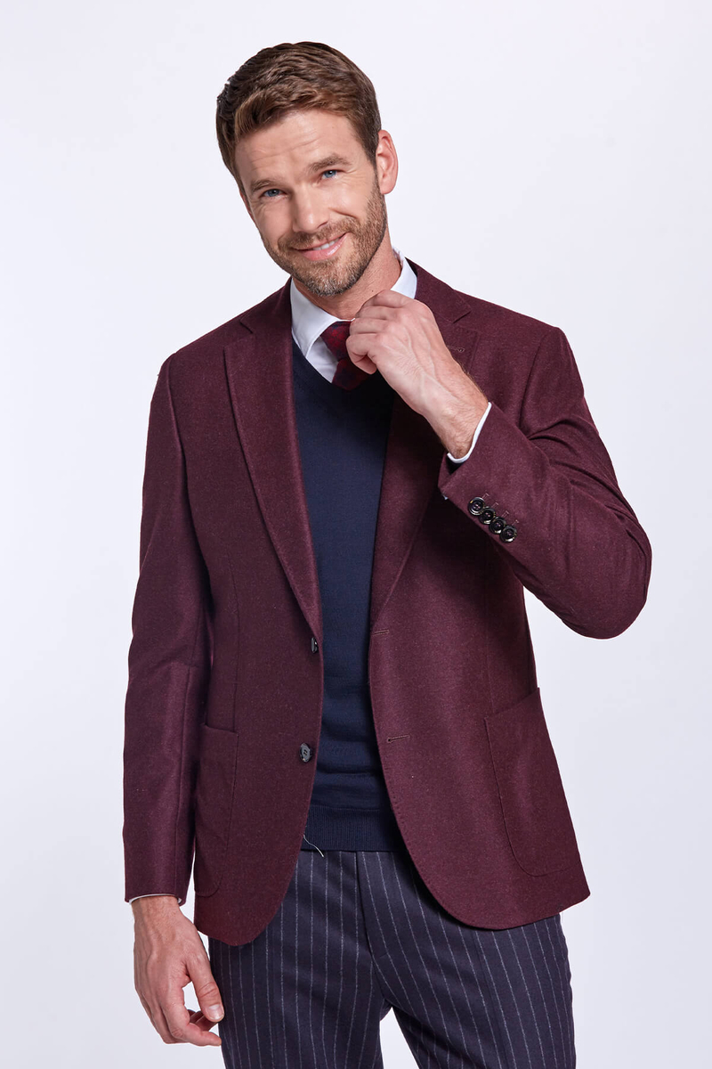 Hemington Saf Yün Bordo Blazer Ceket. 5