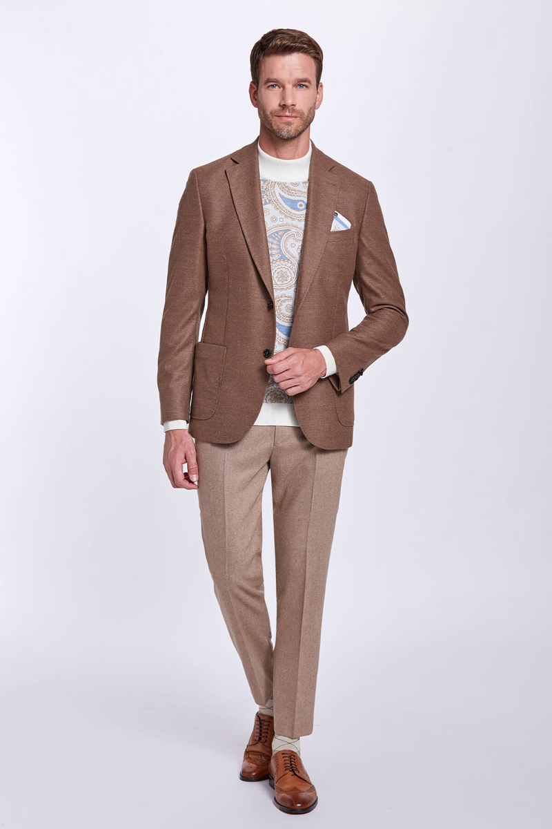 Hemington Saf Yün Camel Blazer Ceket. 2