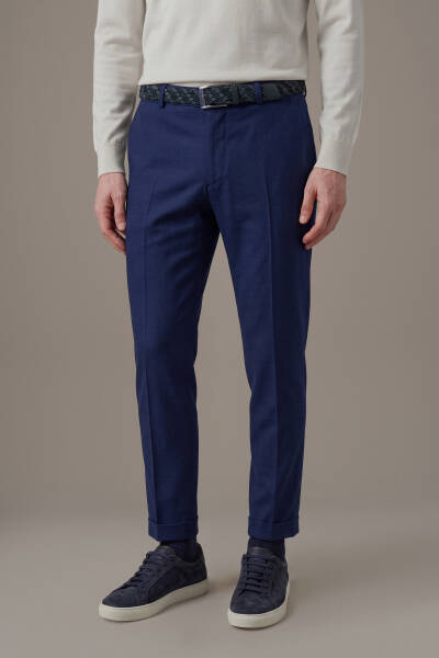Saf Yün Koyu Mavi Chino Jogger Pantolon