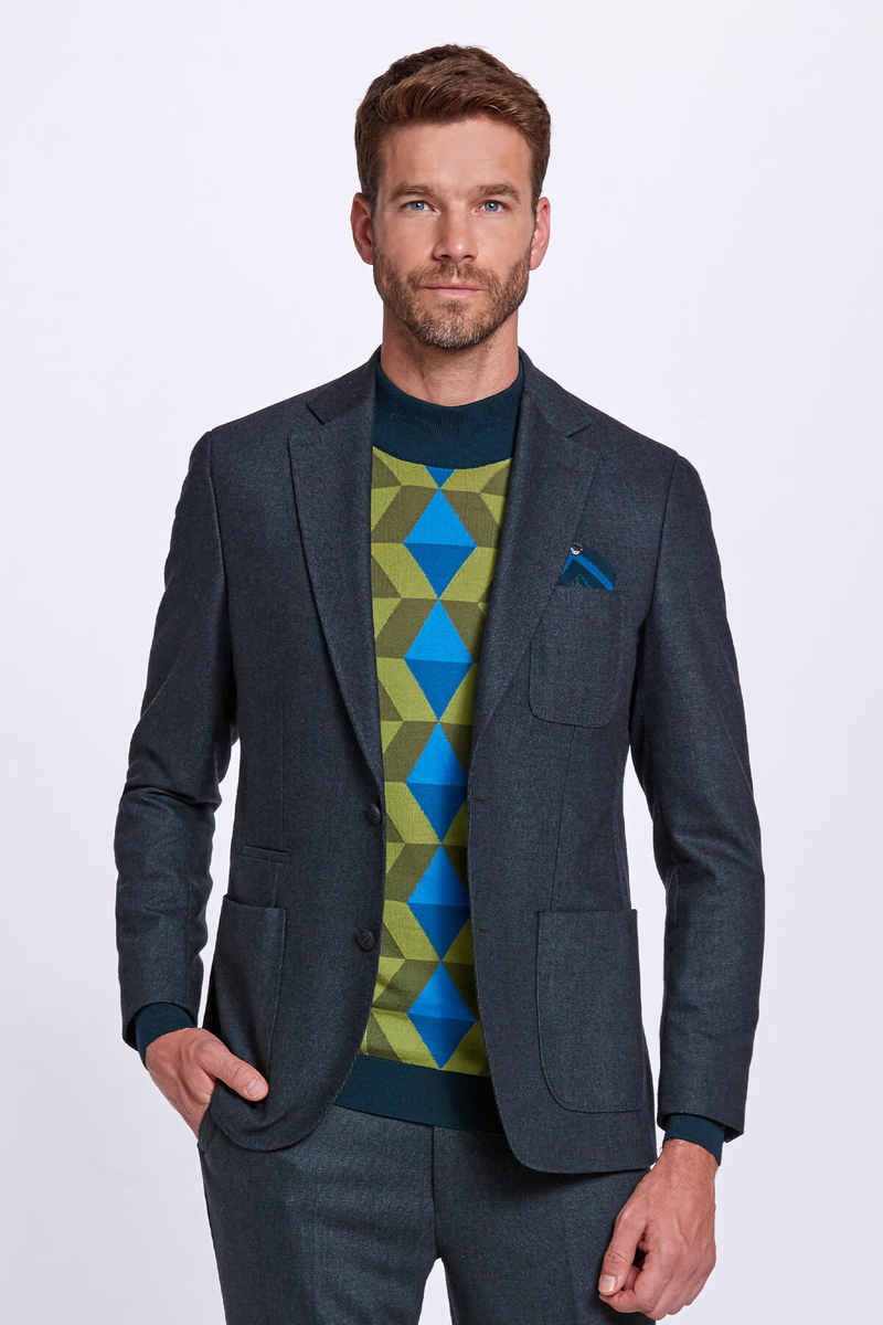 Hemington Saf Yün Koyu Yeşil Blazer Ceket. 1 Hemington Saf Yün Koyu Yeşil Blazer Ceket. 1