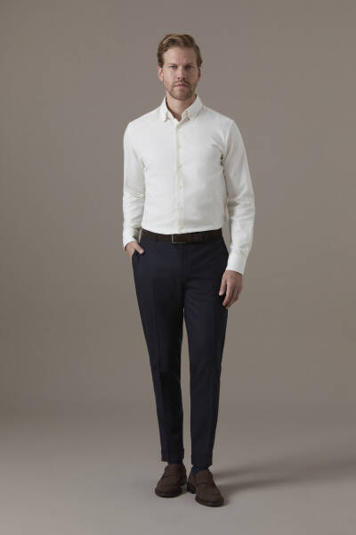 Saf Yün Lacivert Chino Jogger Pantolon - Hemington