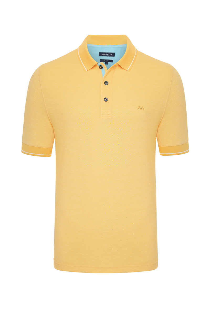 Hemington Sarı Basic Pike Pamuk Polo T-Shirt. 4