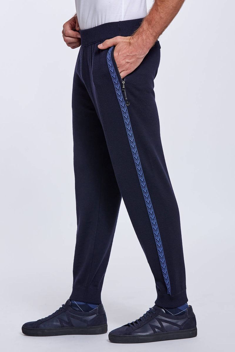 Hemington Şerit Detaylı Lacivert Merino Yün Triko Pantolon. 5 Hemington Şerit Detaylı Lacivert Merino Yün Triko Pantolon. 5