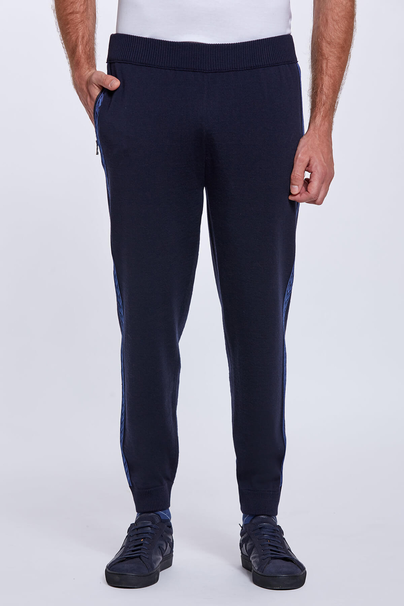 Hemington Şerit Detaylı Lacivert Merino Yün Triko Pantolon. 6 Hemington Şerit Detaylı Lacivert Merino Yün Triko Pantolon. 6