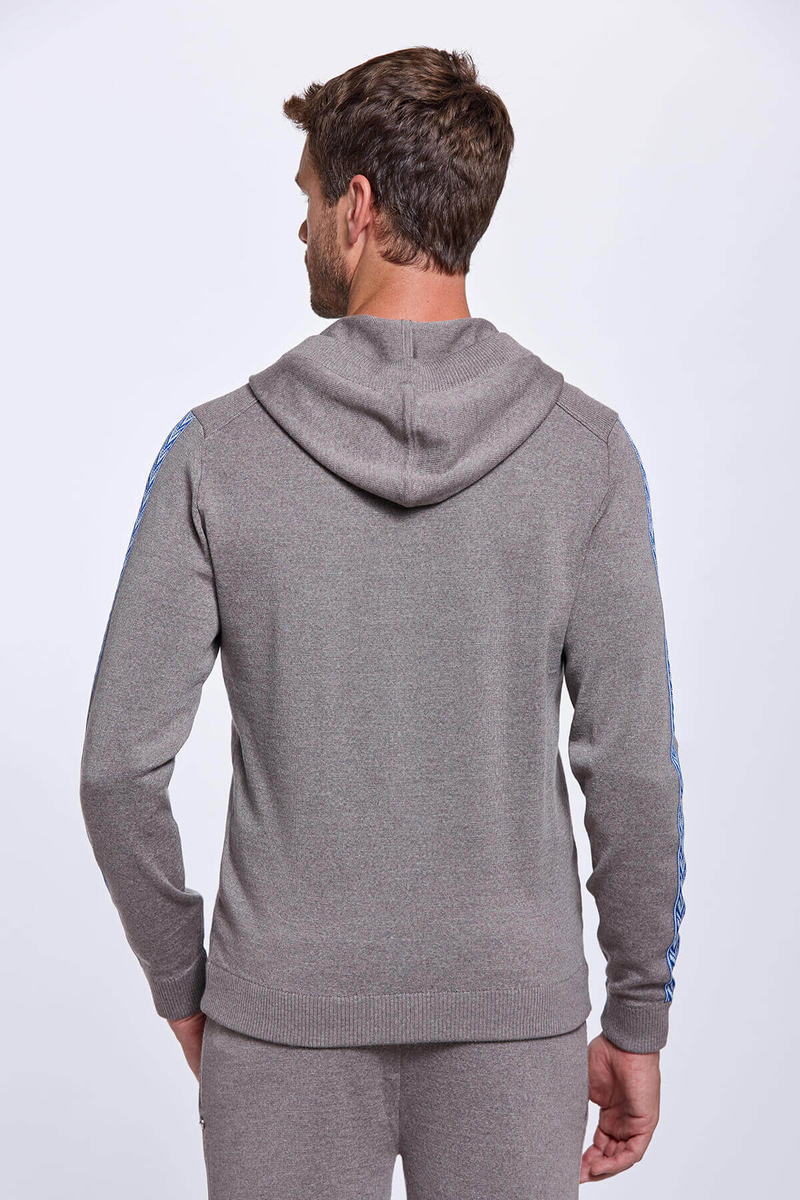 Hemington Şerit Detaylı Logolu Kapüşonlu Kum Rengi Triko Hoody. 4 Hemington Şerit Detaylı Logolu Kapüşonlu Kum Rengi Triko Hoody. 4