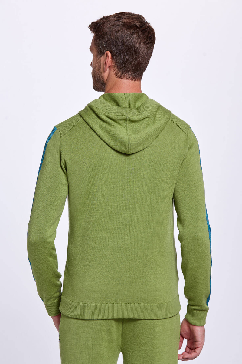 Hemington Şerit Detaylı Logolu Kapüşonlu Yeşil Triko Hoody. 4 Hemington Şerit Detaylı Logolu Kapüşonlu Yeşil Triko Hoody. 4