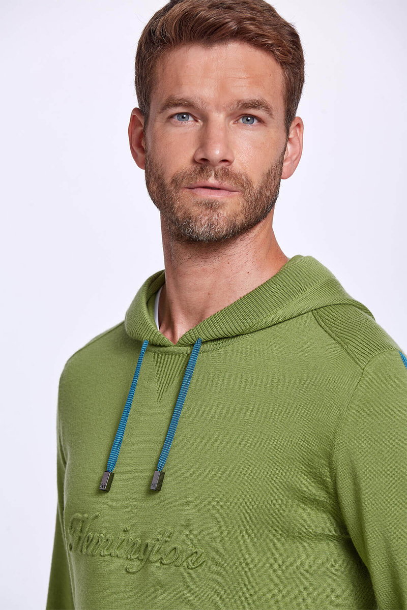 Hemington Şerit Detaylı Logolu Kapüşonlu Yeşil Triko Hoody. 5 Hemington Şerit Detaylı Logolu Kapüşonlu Yeşil Triko Hoody. 5