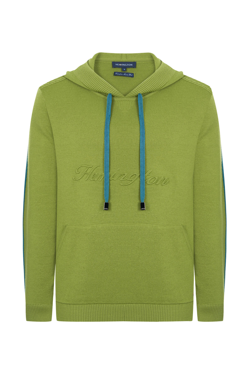 Hemington Şerit Detaylı Logolu Kapüşonlu Yeşil Triko Hoody. 8 Hemington Şerit Detaylı Logolu Kapüşonlu Yeşil Triko Hoody. 8