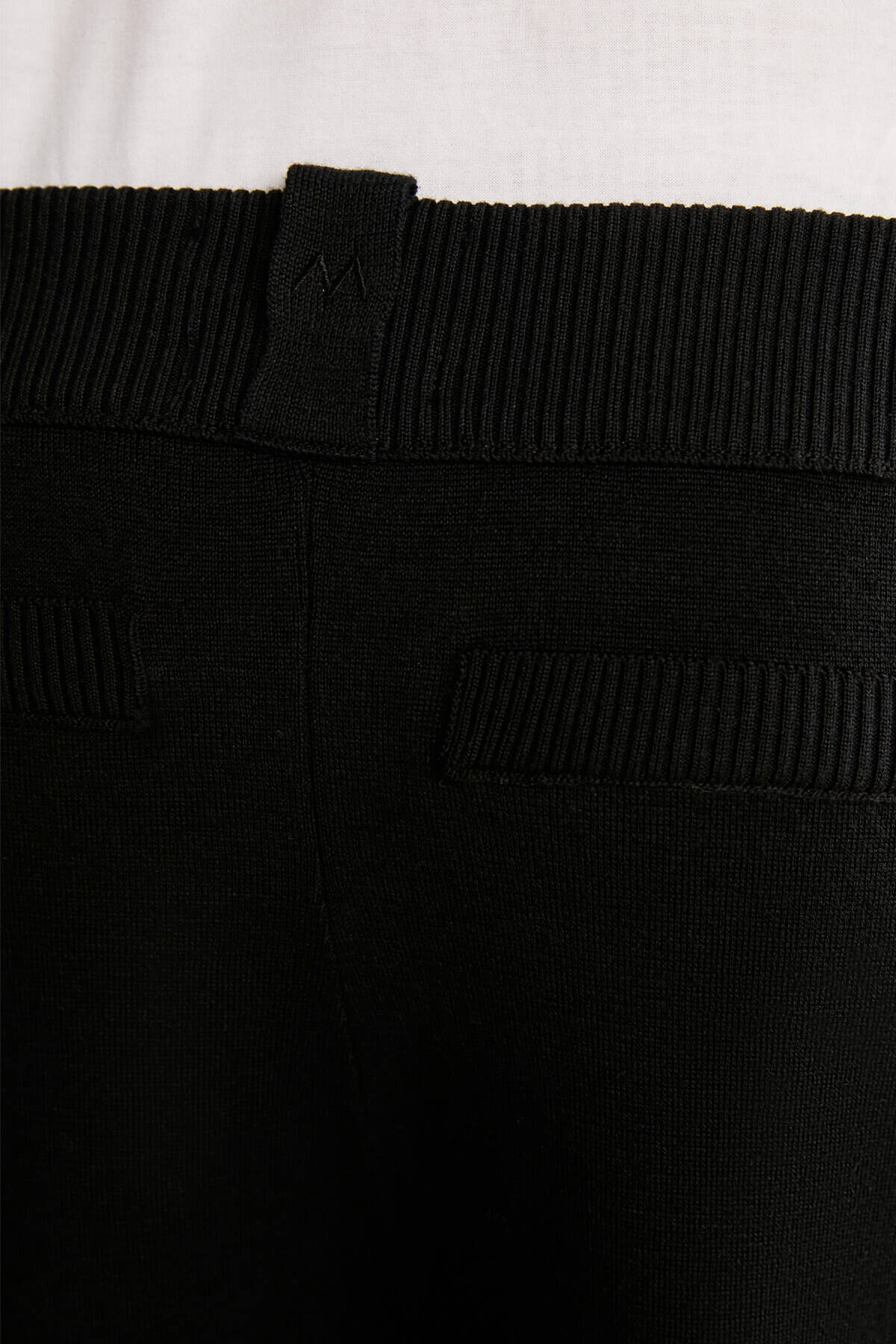 Şerit Detaylı Siyah Merino Yün Spor Triko Pantolon