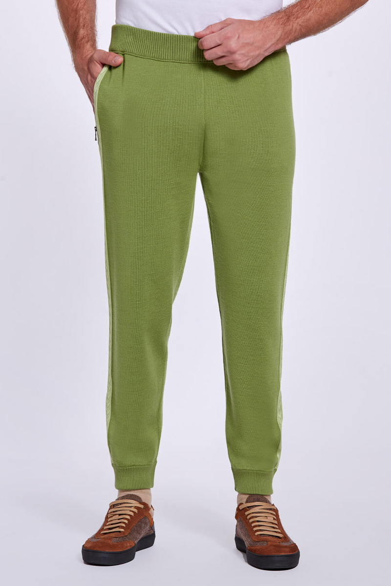 Hemington Şerit Detaylı Yeşil Merino Yün Triko Spor Pantolon. 1 Hemington Şerit Detaylı Yeşil Merino Yün Triko Spor Pantolon. 1