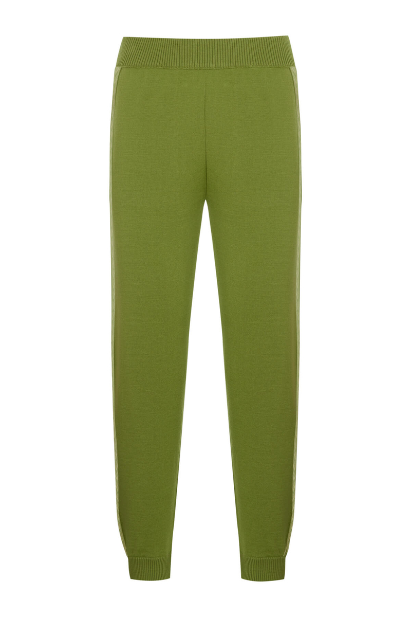 Hemington Şerit Detaylı Yeşil Merino Yün Triko Spor Pantolon. 8