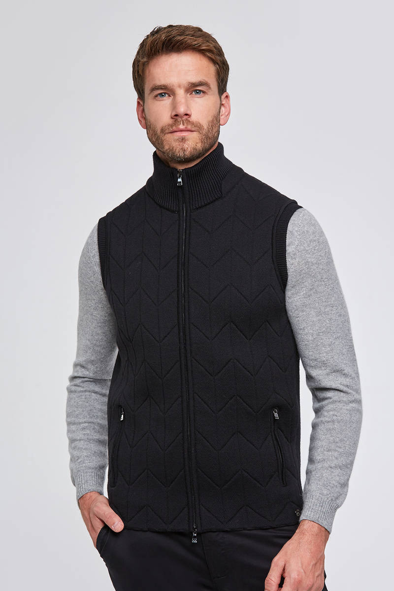Merino Yün Siyah Activewear Spor Triko Yelek Merino Yün Siyah Activewear Spor Triko Yelek