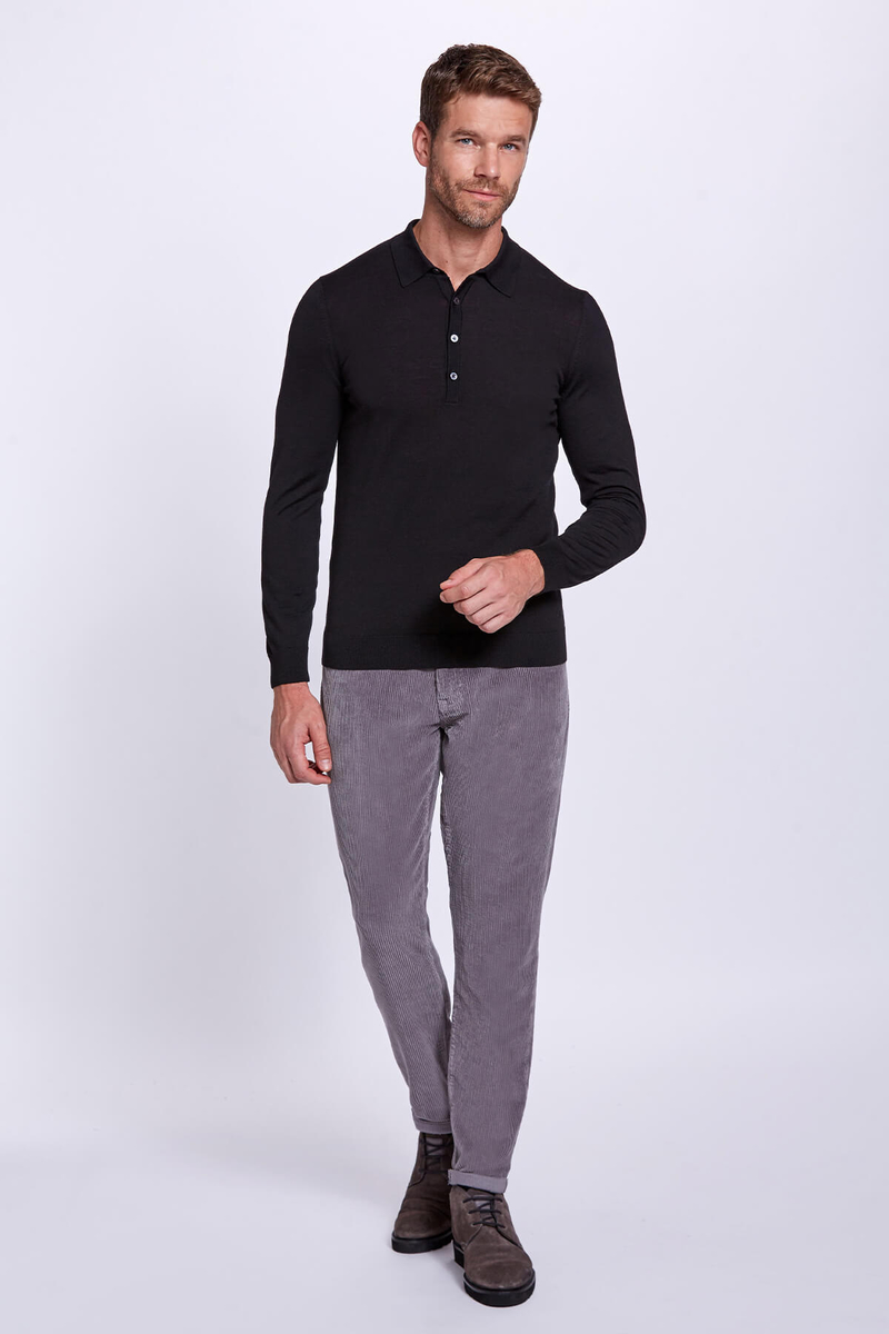 Hemington Polo Yaka Siyah Merino Yün Triko. 2 Hemington Polo Yaka Siyah Merino Yün Triko. 2