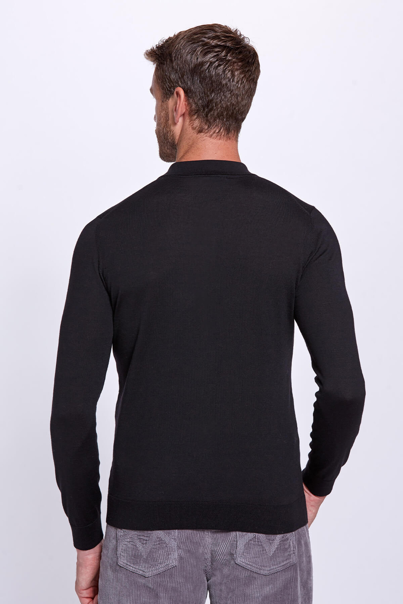 Hemington Polo Yaka Siyah Merino Yün Triko. 4 Hemington Polo Yaka Siyah Merino Yün Triko. 4