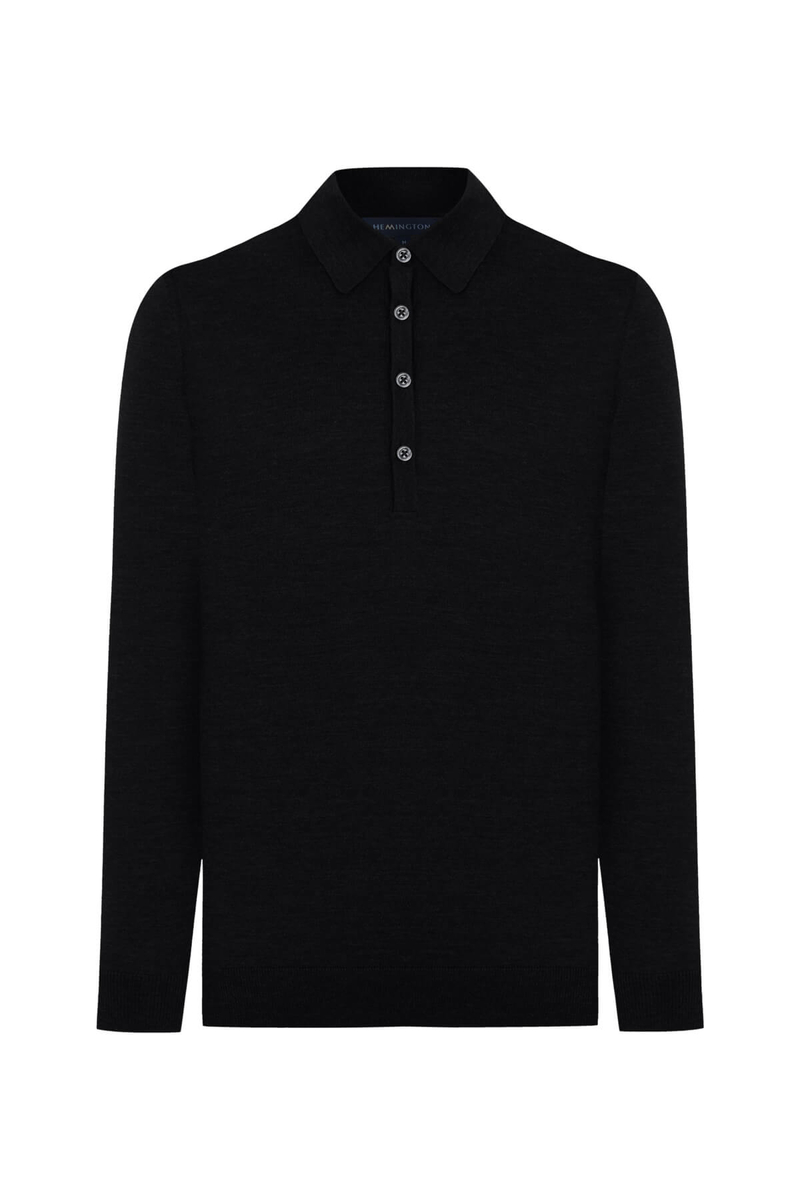 Hemington Polo Yaka Siyah Merino Yün Triko. 8 Hemington Polo Yaka Siyah Merino Yün Triko. 8