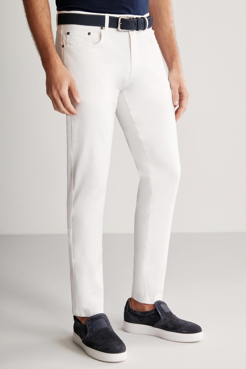 Hemington Slim Fit 5 Cep Beyaz Chino Pantolon. 4