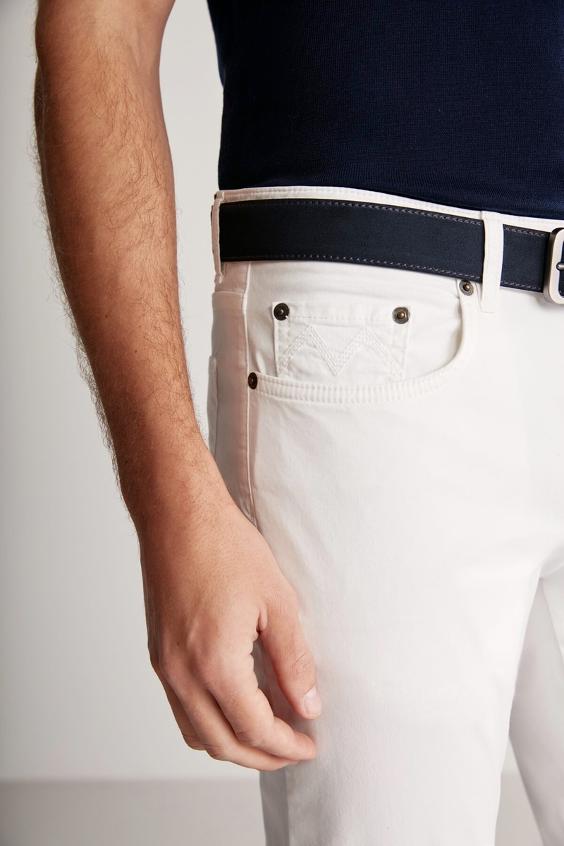 Hemington Slim Fit 5 Cep Beyaz Chino Pantolon. 7