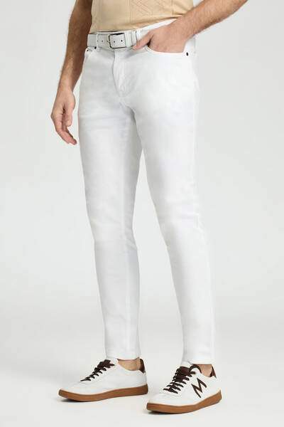 Slim Fit 5 Cep Beyaz Chino Pantolon - Hemington