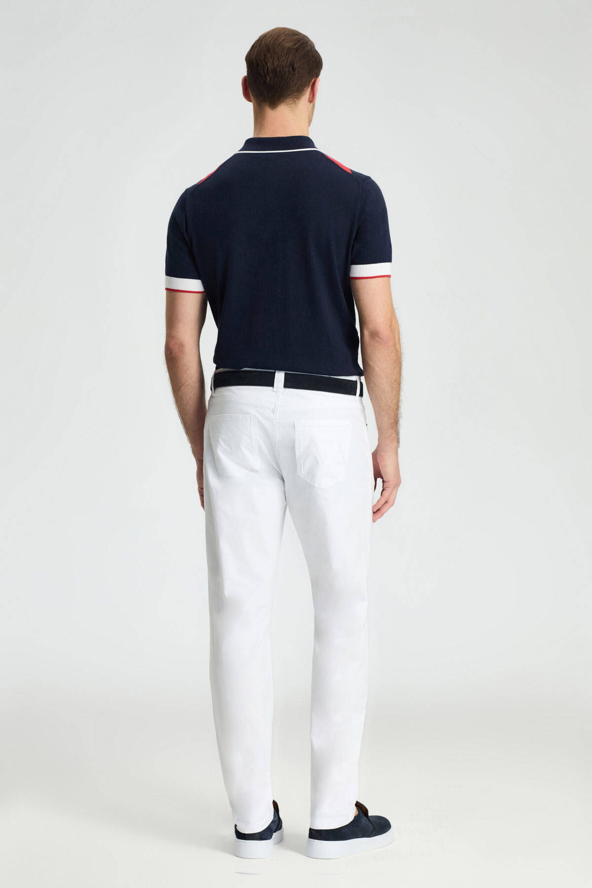 Pamuk Karışım Slim Fit 5 Cep Beyaz Chino Pantolon