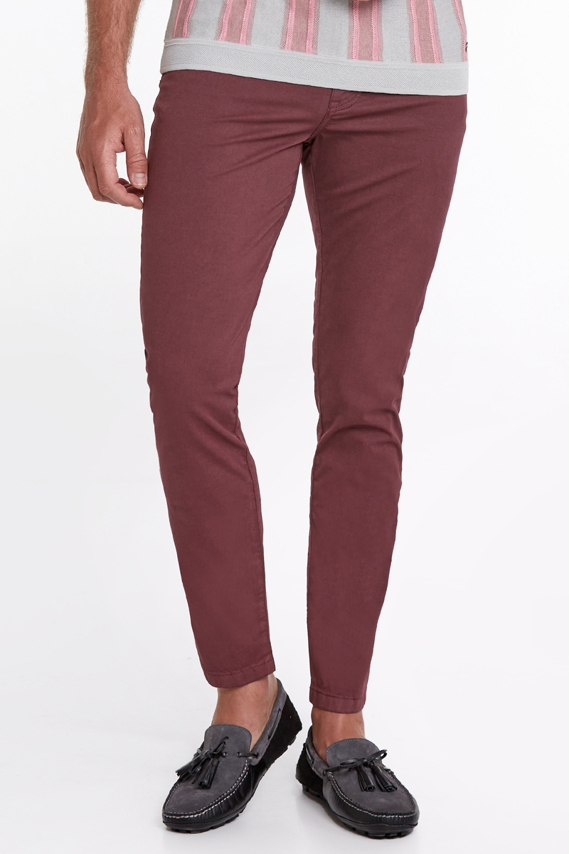 Hemington Slim Fit 5 Cep Bordo Yazlık Pantolon. 5