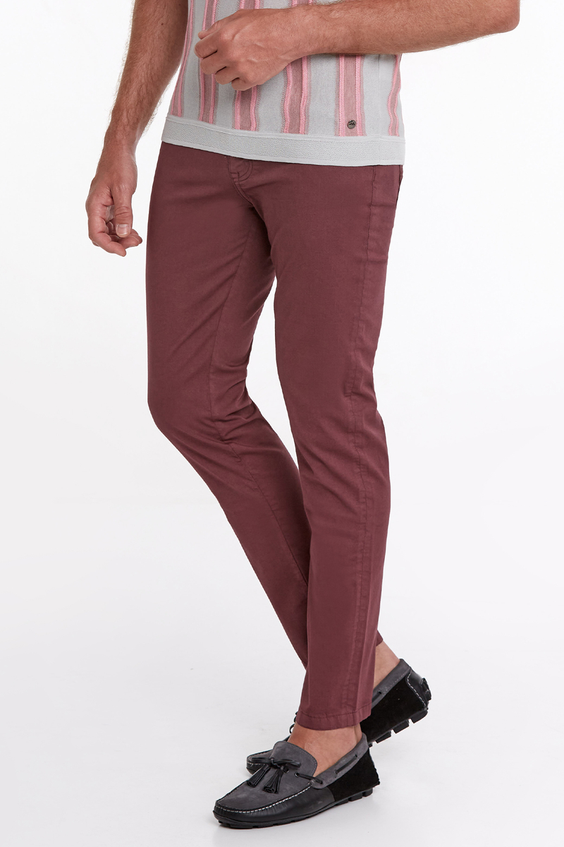 Hemington Slim Fit 5 Cep Bordo Yazlık Pantolon. 3