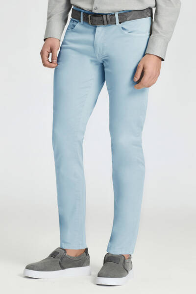 Slim Fit 5 Cep Gök Mavisi Chino Pantolon