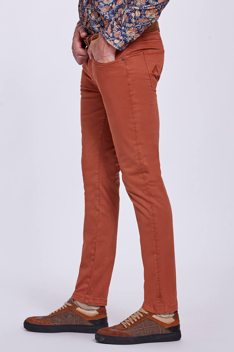 Hemington Slim Fit 5 Cep Karamel Rengi Pantolon. 5