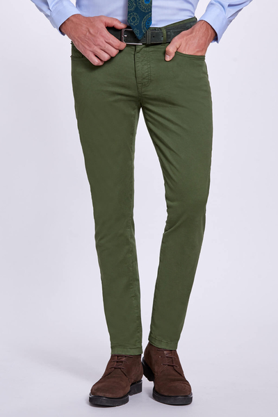 Slim Fit 5 Cep Yeşil Pantolon